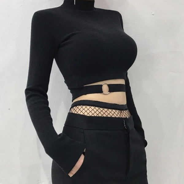 Dark Slim Outfit Set - Crop Top & Skirt Dark Tiger