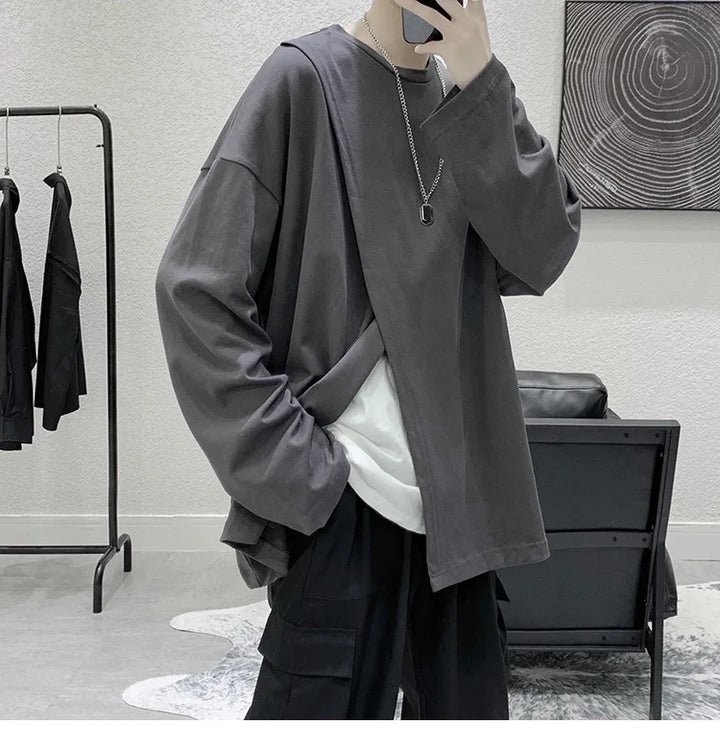 Korean Split Long Sleeve Top Dark Tiger