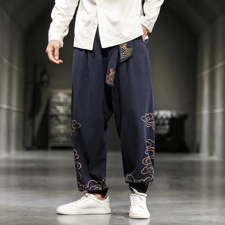 Chinese Retro Loose Pants Dark Tiger