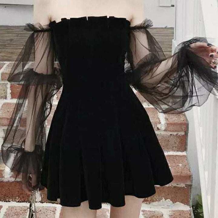 Korean Short Chiffon Dress Dark Tiger