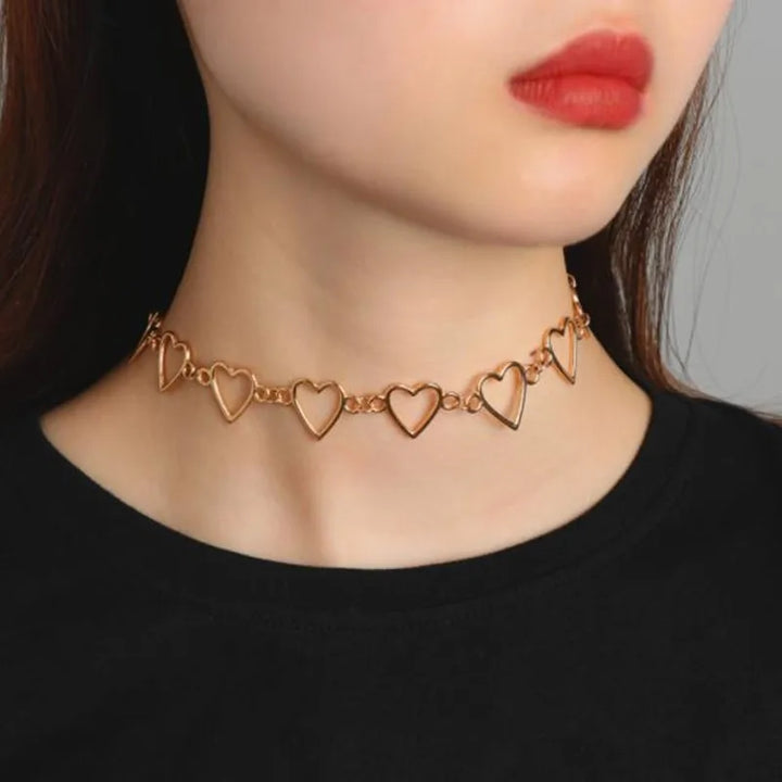 Korean Heart-shaped Choker Necklace Dark Tiger