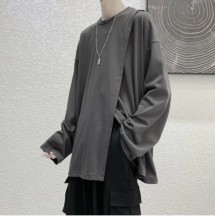 Korean Split Long Sleeve Top Dark Tiger