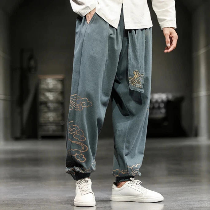 Chinese Retro Loose Pants Dark Tiger