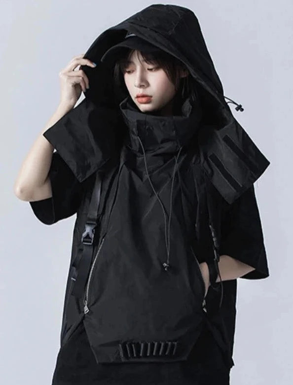 Techwear Sleeveless Hooded Jacket Dark Tiger