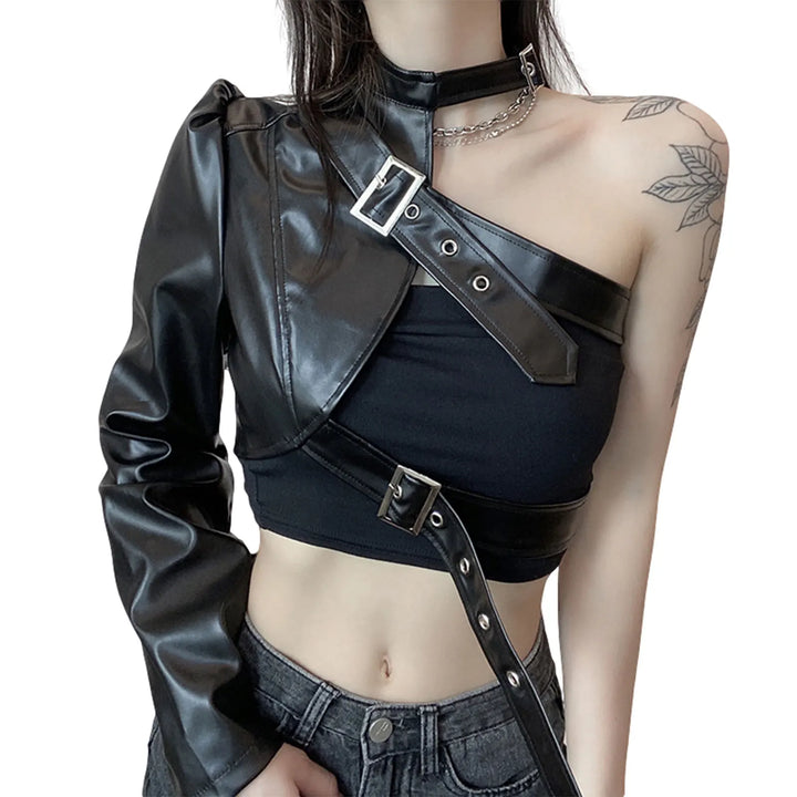 Punk Style Crop Top Dark Tiger