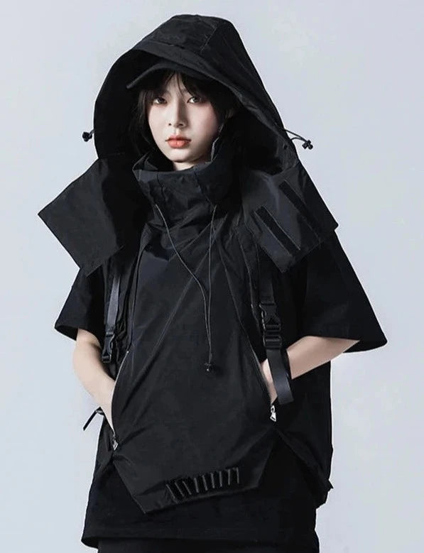 Techwear Sleeveless Hooded Jacket Dark Tiger