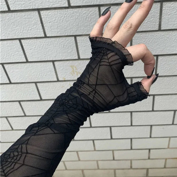Gothic Lace Spider Gloves Dark Tiger