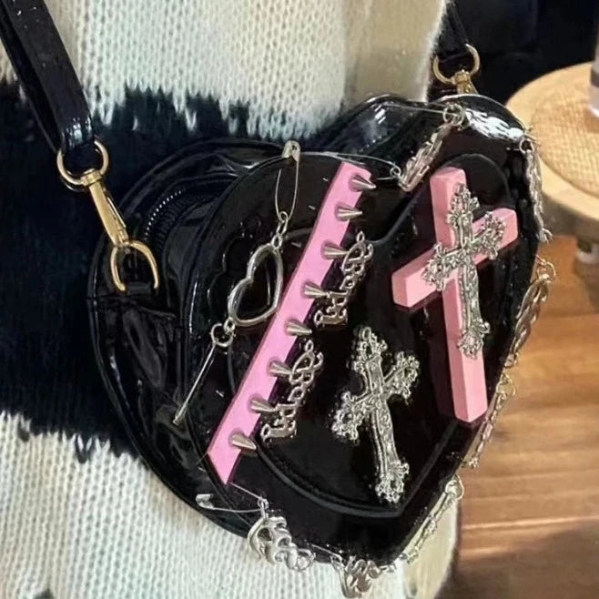 Harajuku Punk Heart Handbag Dark Tiger