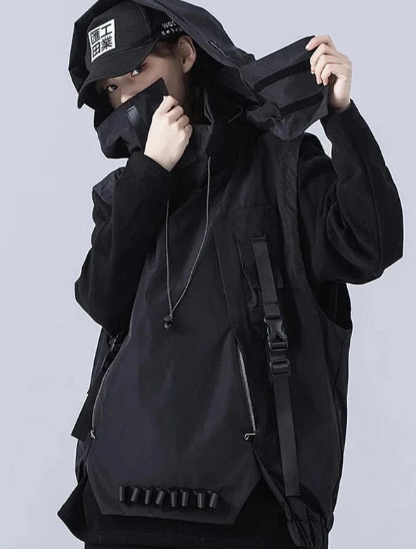 Techwear Sleeveless Hooded Jacket Dark Tiger