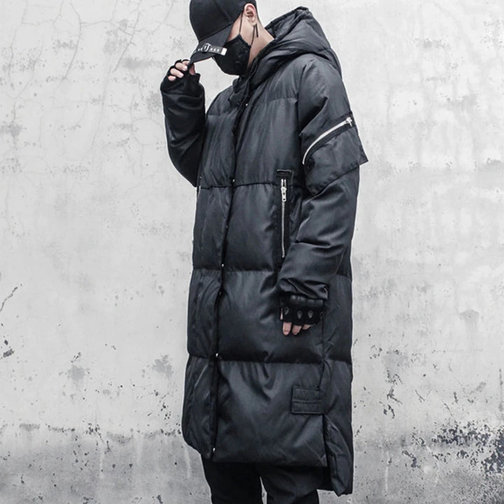 Dark Long Hooded Coat Dark Tiger