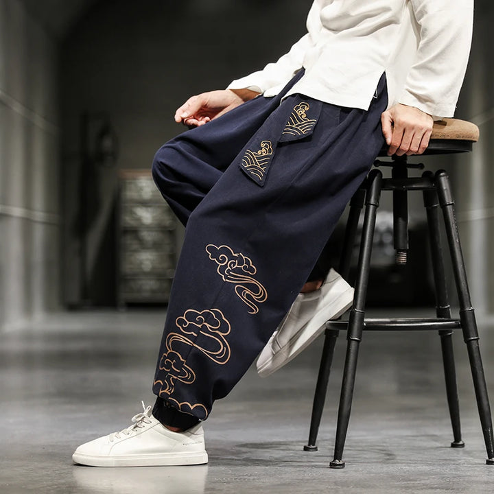 Chinese Retro Loose Pants Dark Tiger