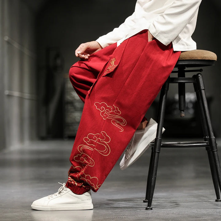 Chinese Retro Loose Pants Dark Tiger