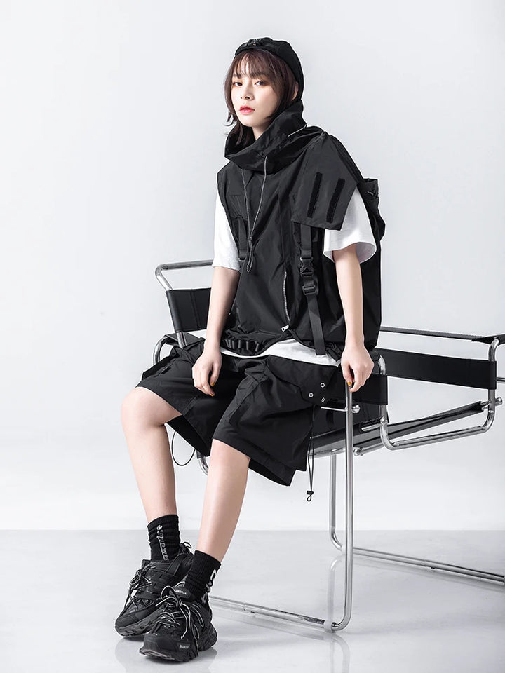 Techwear Sleeveless Hooded Jacket Dark Tiger