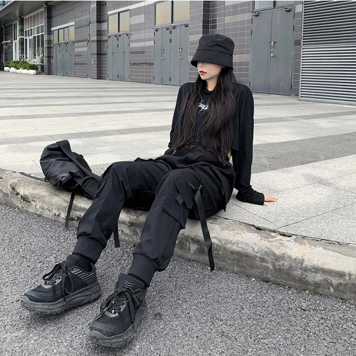 Fashion Hip Hop Joggers Cargo Pants Women Men Harem Pants Multi-Pocket Ribbons Man Sweatpants Streetwear Casual Mens Pants S-4XL Dark Tiger