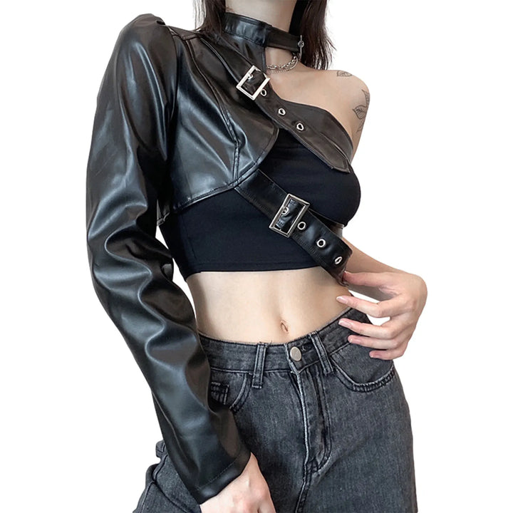 Punk Style Crop Top Dark Tiger