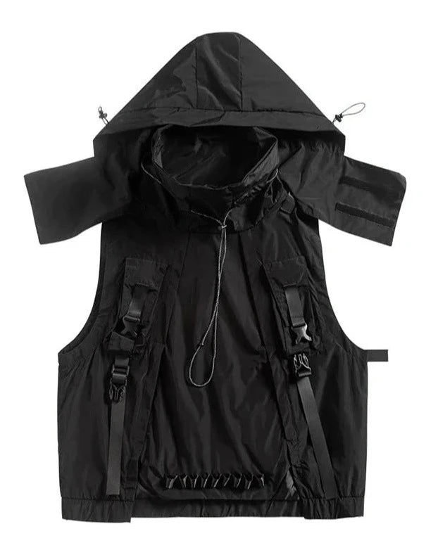 Techwear Sleeveless Hooded Jacket Dark Tiger