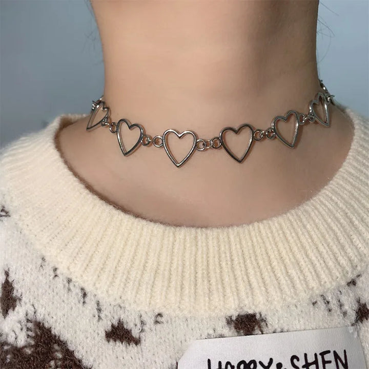 Korean Heart-shaped Choker Necklace Dark Tiger