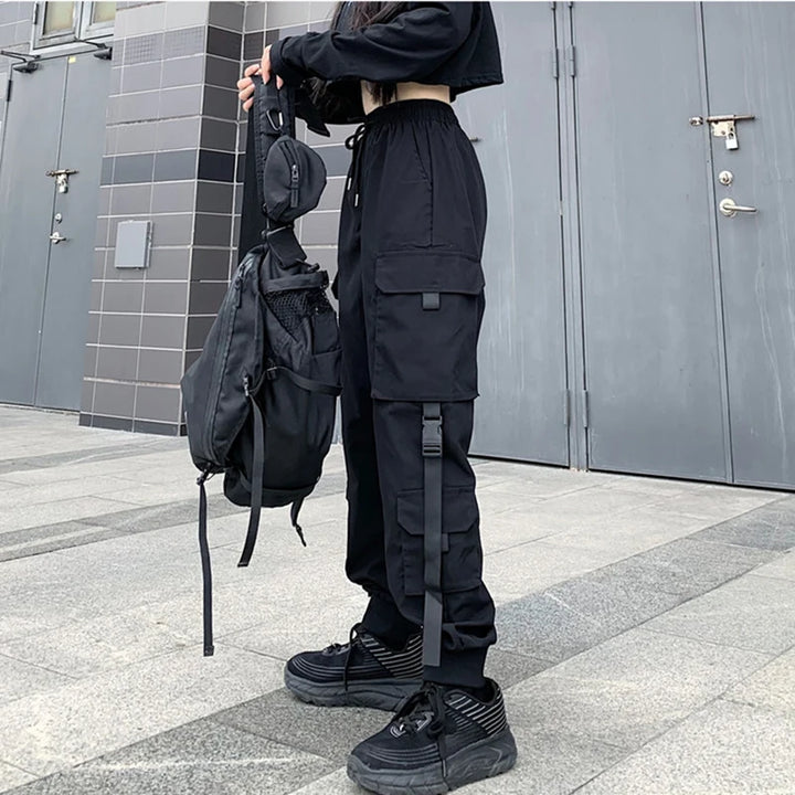 Fashion Hip Hop Joggers Cargo Pants Women Men Harem Pants Multi-Pocket Ribbons Man Sweatpants Streetwear Casual Mens Pants S-4XL Dark Tiger