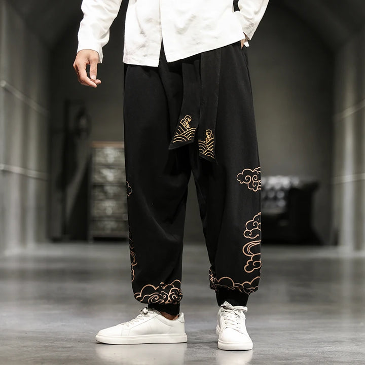 Chinese Retro Loose Pants Dark Tiger