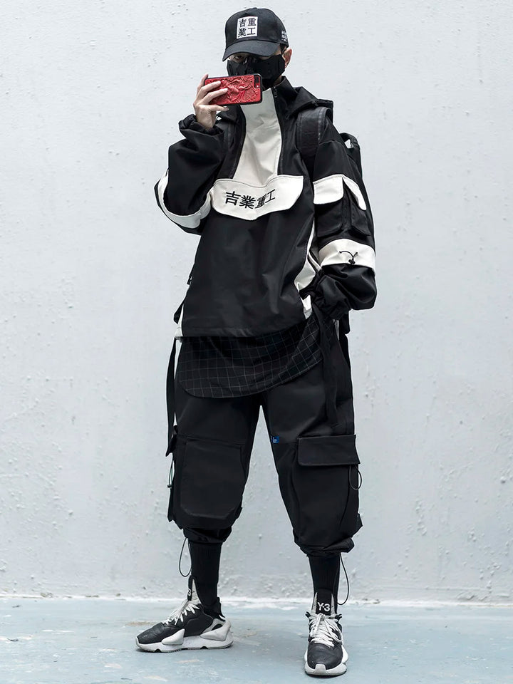 Cyberpunk Half Zip Hooded Coat Dark Tiger