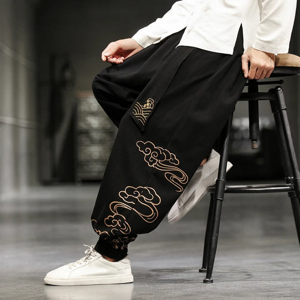 Chinese Retro Loose Pants Dark Tiger