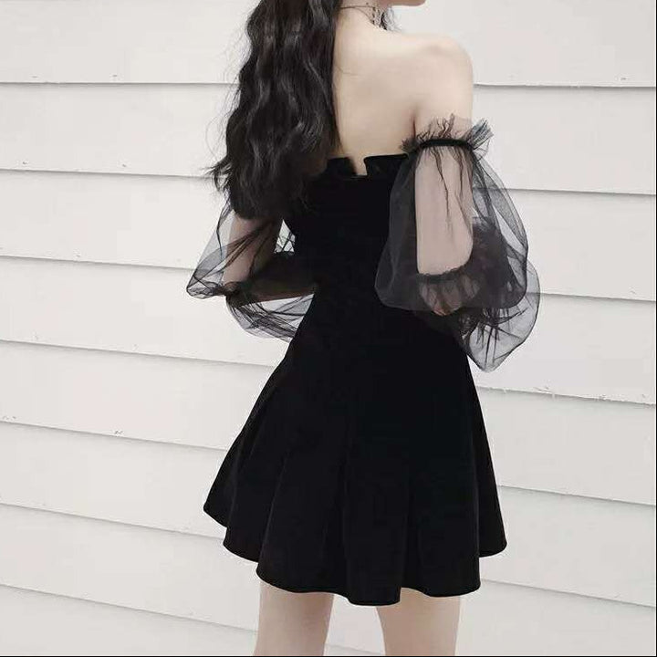 Korean Short Chiffon Dress Dark Tiger