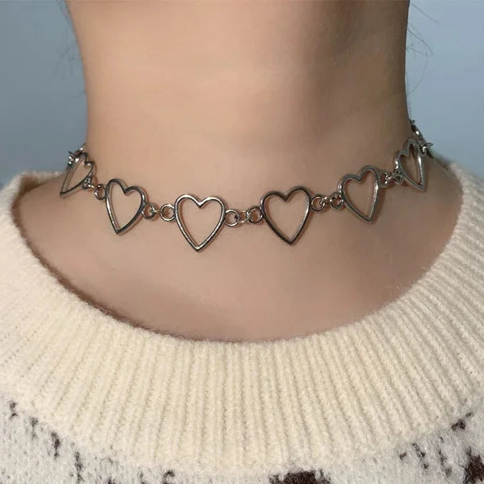 Korean Heart-shaped Choker Necklace Dark Tiger