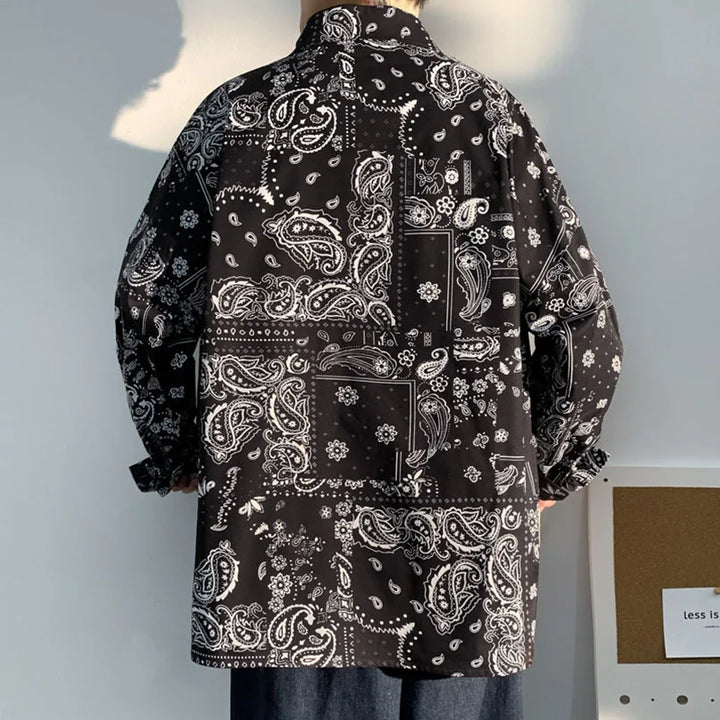 Vintage Oversized Paisley Pattern Shirt Dark Tiger