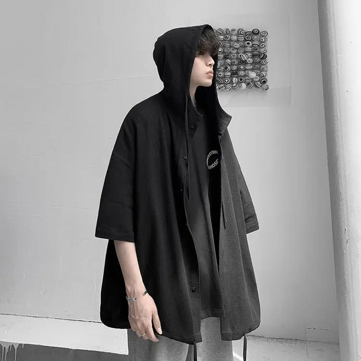 Japanese Oversized Vintage Hooded Shirt Dark Tiger