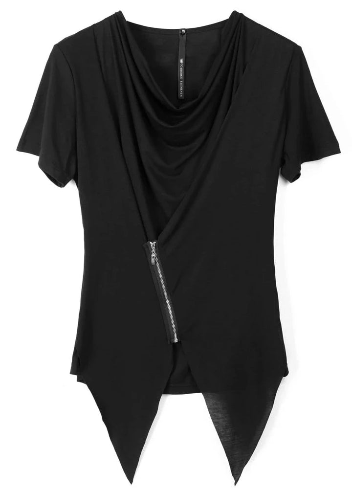 Long Slim Short-sleeve Zipper T-Shirt Dark Tiger