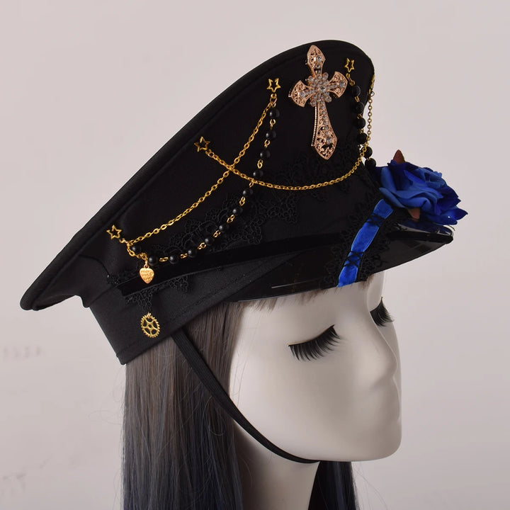 Gothic Lolita Steampunk Military Cap Dark Tiger