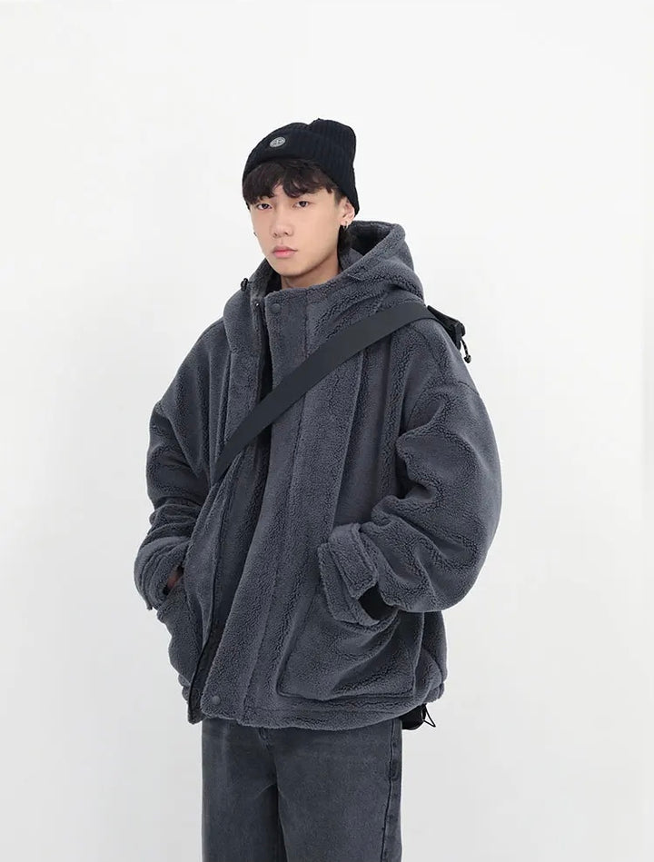 Oversized Hooded Sherpa Jacket Dark Tiger