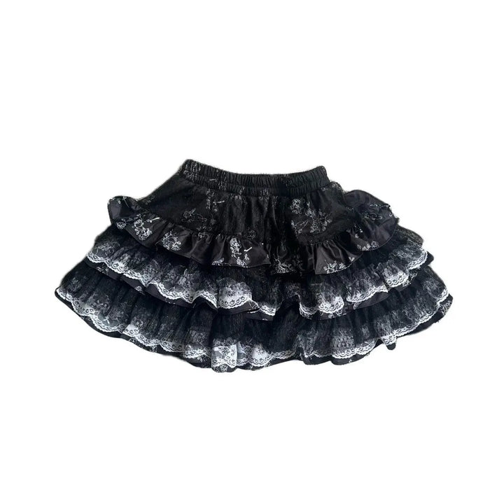 Japanese Harajuku Layered Lace Skirt Dark Tiger