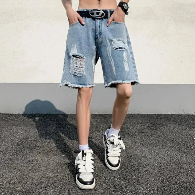 Dark Grunge Ripped Shorts Dark Tiger