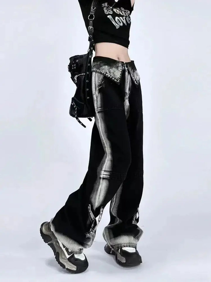 Dark Y2K Wide Jeans Dark Tiger