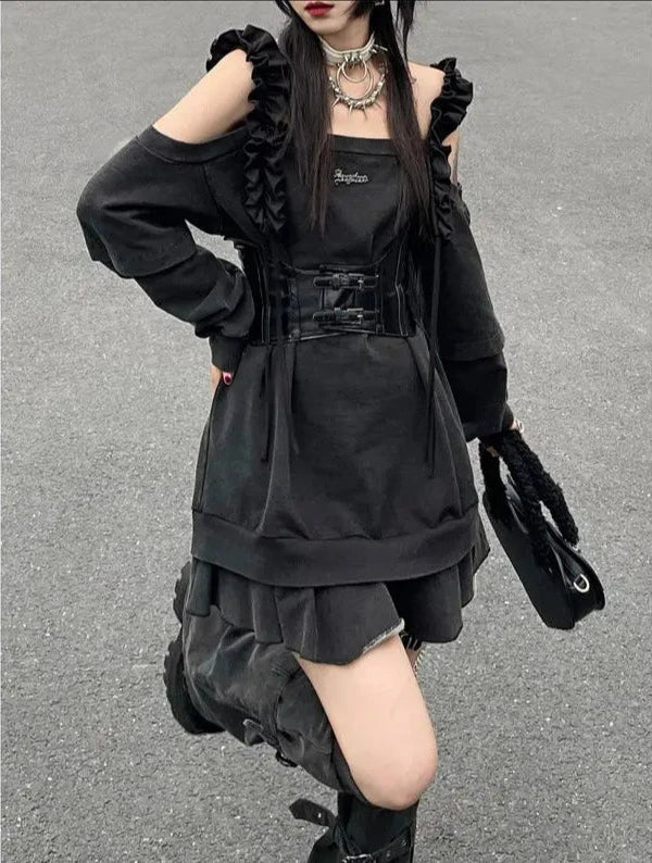 Gothic Harajuku Outfit Set - Dress & Leg Warmers Dark Tiger