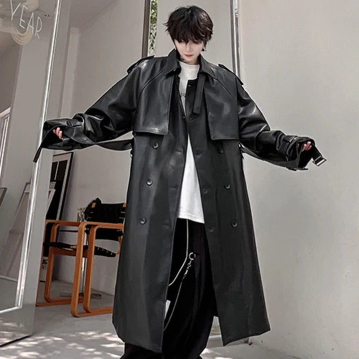 Eco-Leather Long Trench Coat Dark Tiger