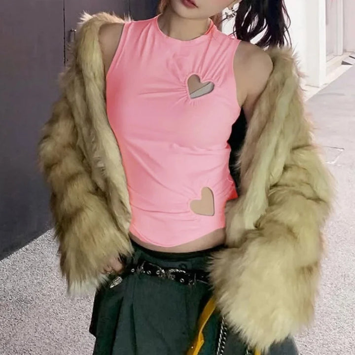 Casual Heart Crop Top Dark Tiger