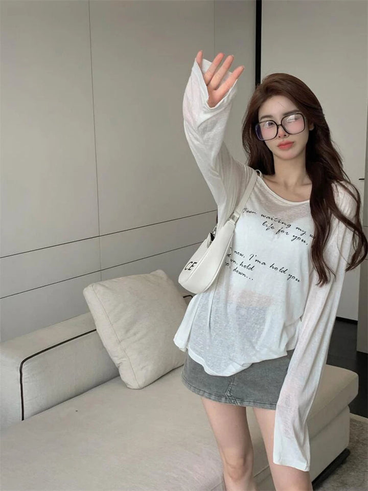 Oversized Off Shoulder Korean See Through Top Dark Tiger