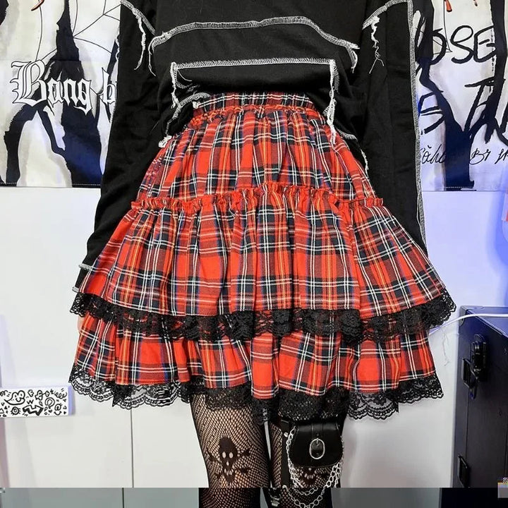 Japanese Preppy Style Punk Skirt Dark Tiger
