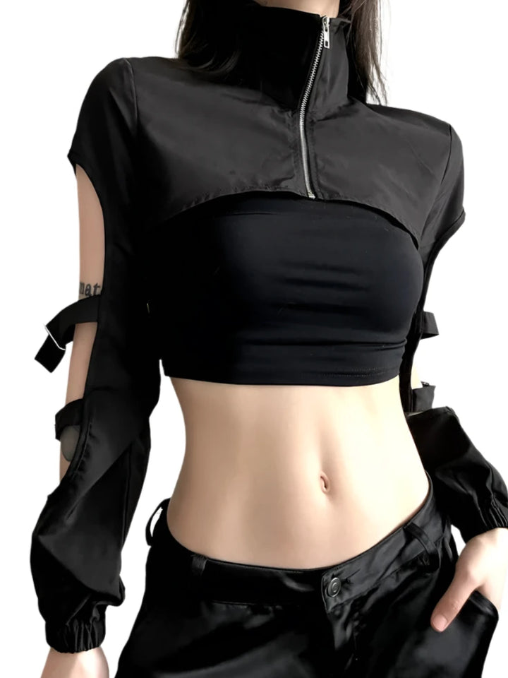 Cyberpunk Long Sleeve Cropped Coat Dark Tiger