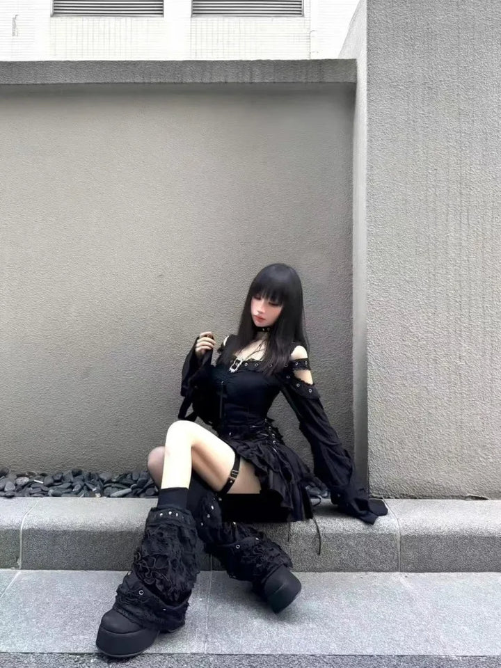 Elegant Off Shoulder Top & Skirt Set Dark Tiger