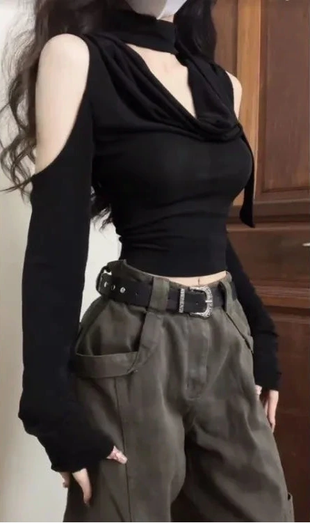 Dark Slim Waist Top Dark Tiger