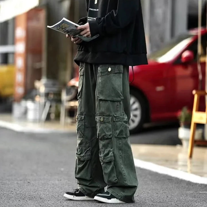 Y2K Multi-Pocket Wide Pants Dark Tiger