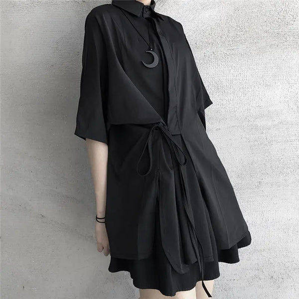 Japanese Dark Shirt Dress Dark Tiger