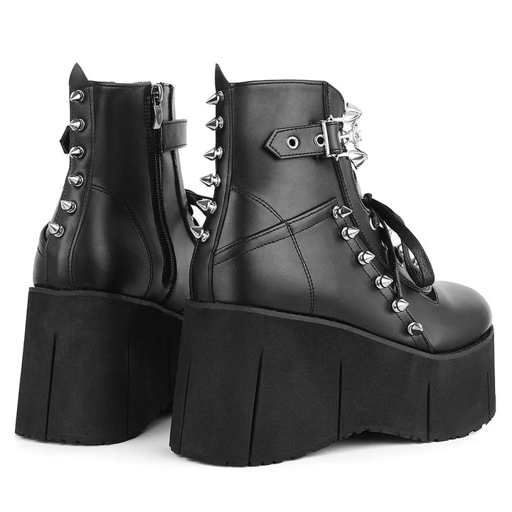 Dark Chunky Punk Ankle Boots Dark Tiger