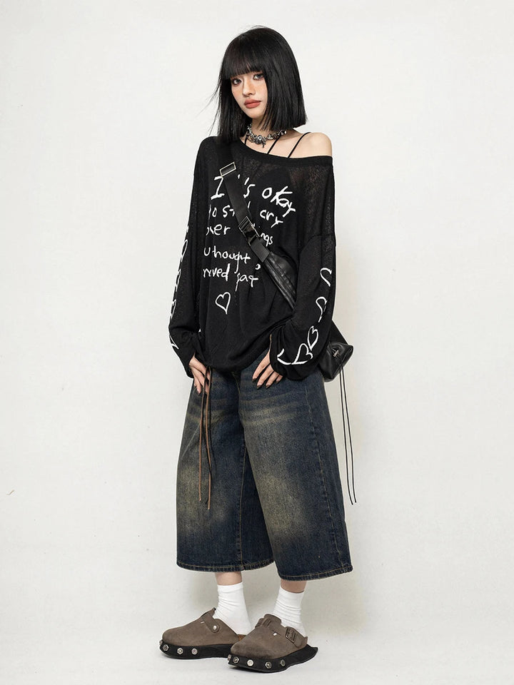 Dark Y2K Style Denim Shorts Dark Tiger