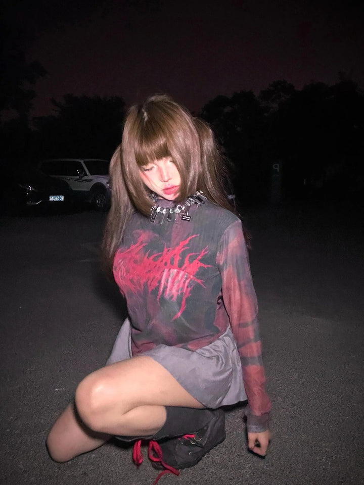 Gothic Vintage Longsleeve Shirt Dark Tiger
