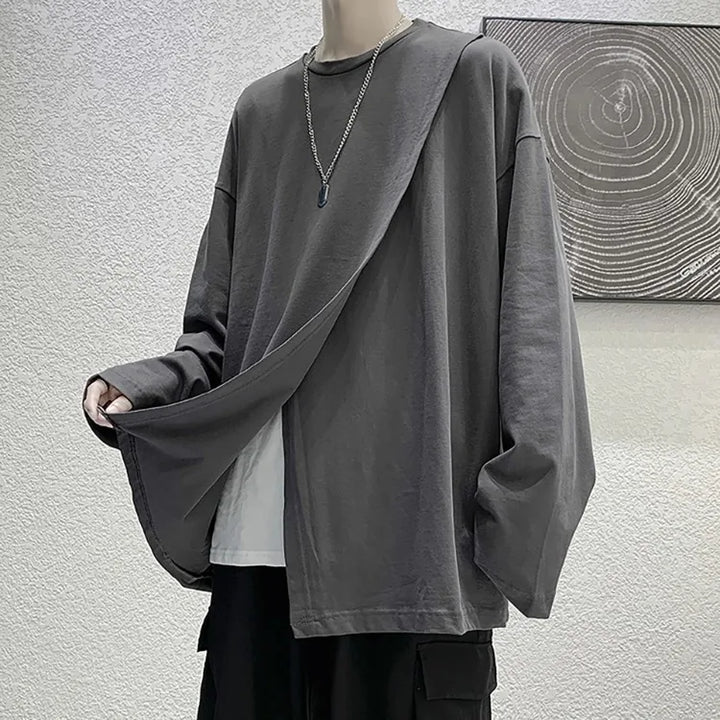 Korean Split Long Sleeve Top Dark Tiger