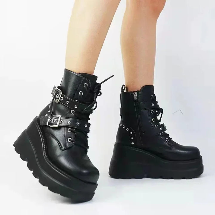 Dark Leather Ankle Boots Dark Tiger
